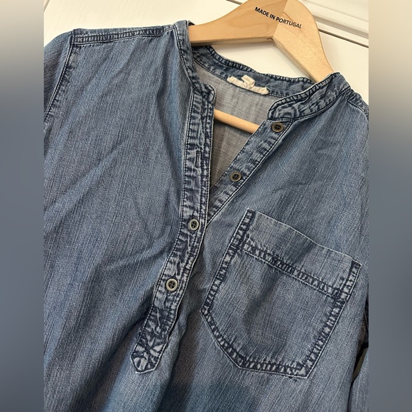 Eileen Fisher Long 1/2 Button Jean Shirt - Picture 5 of 10